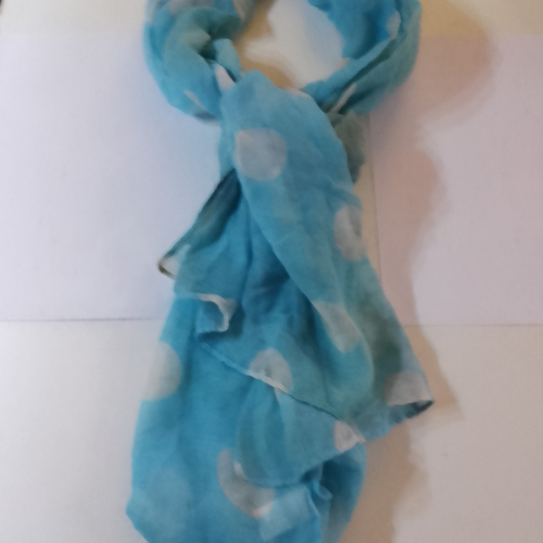 blue and white polkadot cotton scarf