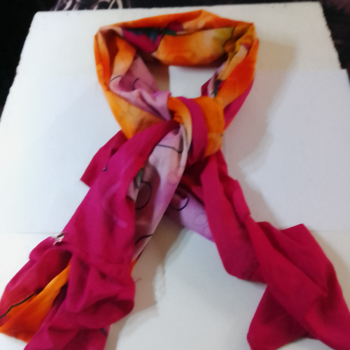 pink and orange 2 tone cotton scarf